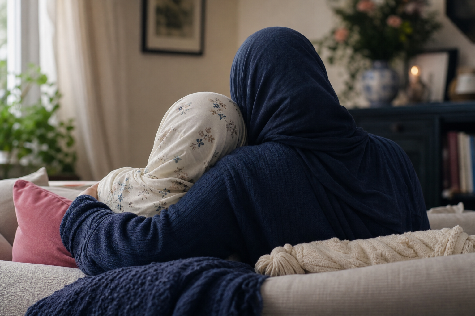 Warm scene humanising Aisha & Yusuf's testimonial, no identifiable faces