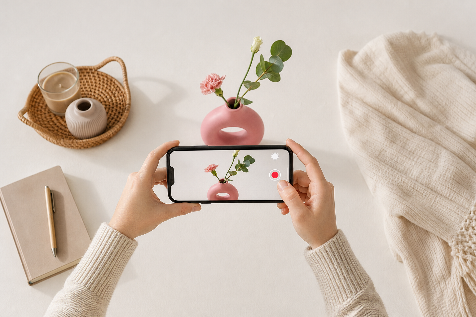 Recording a short video on a phone at home